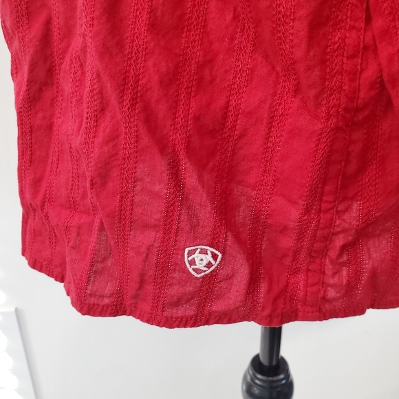 Ariat Diana Top Women XXLarge Red Pearl Snap Button Embroidered Western Cowgirl - Picture 8 of 13